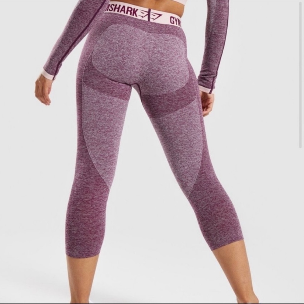 Gymshark Womens Flex Cropped Legging Pants Ruby Blush Size Small Seamless Active - Picture 2 of 6